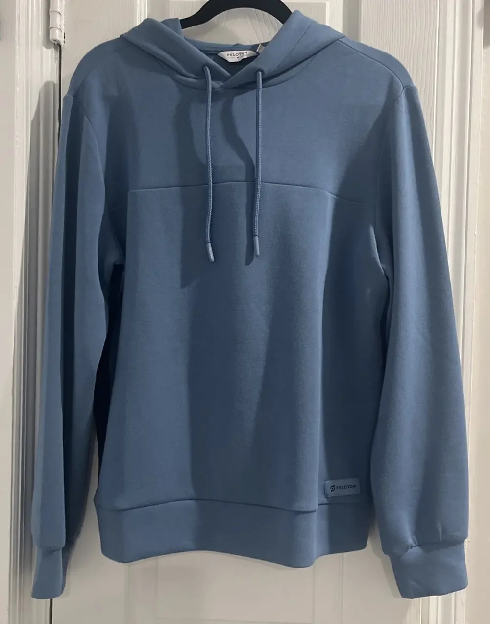 Peloton Hoodie Satin Paneled Hoodie Blue Medium - Unisex Together We Go Far - Picture 1 of 10